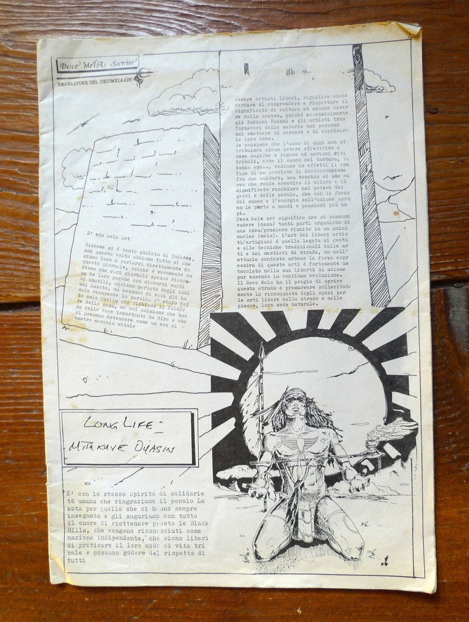 DECO MELA SCRIVO n.0 1988 BOLOGNA[DECOMELA ART,fanzine,nativi Lakota,arte strada | Immagine principale