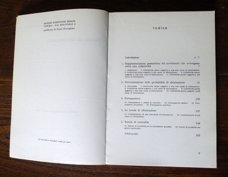 Del Chiaro,TAVOLE DI ELIMINAZIONE'58 Scientifiche Einaudi/Boringhieri[STATISTICA