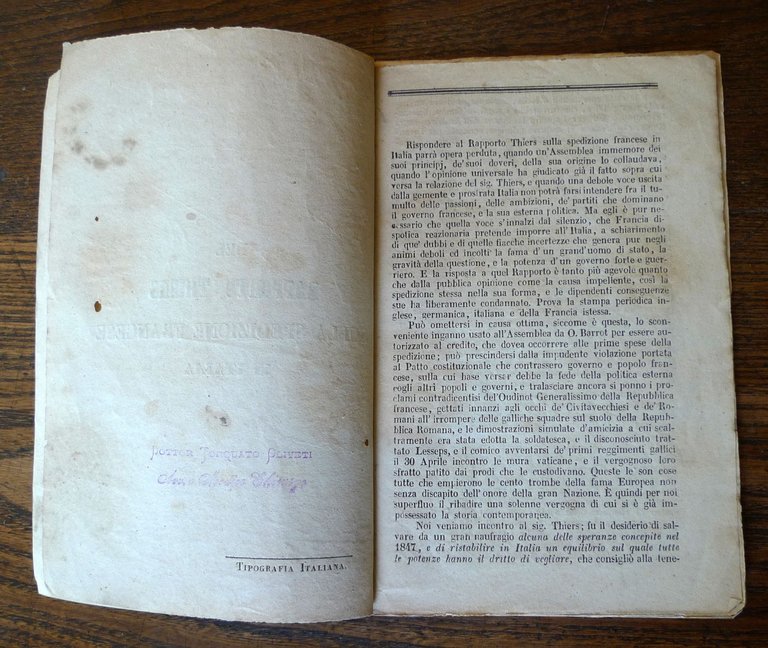 DEL RAPPORTO THIERS SULLA SPEDIZIONE FRANCESE IN ITALIA,1849 Corfù[storia | Immagine Gallery 3