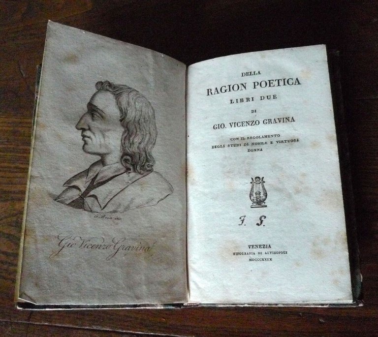 DELLA RAGION POETICA LIBRI DUE DI GIO.VICENZO GRAVINA,1829 Alvisopoli[estetica
