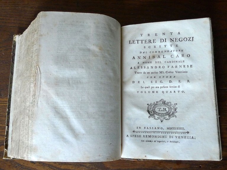 DELLE LETTERE FAMILIARI DEL COMMENDATORE ANNIBAL CARO,4 voll.1782 Remondini