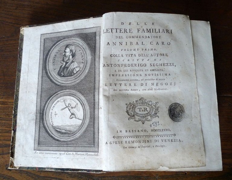 DELLE LETTERE FAMILIARI DEL COMMENDATORE ANNIBAL CARO,4 voll.1782 Remondini