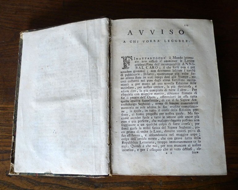 DELLE LETTERE FAMILIARI DEL COMMENDATORE ANNIBAL CARO,4 voll.1782 Remondini