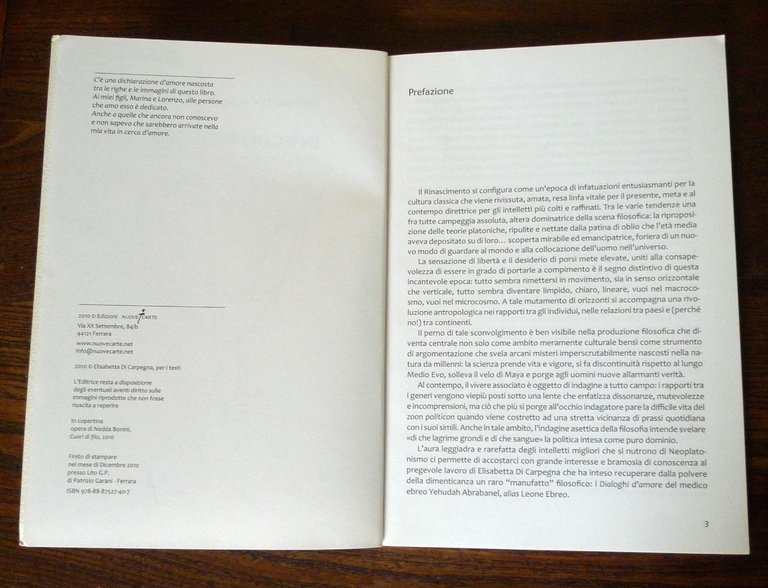 Di Carpegna,INSEGUENDO SOFIA.Filosofia e amore sulle tracce di Leone Ebreo,2010