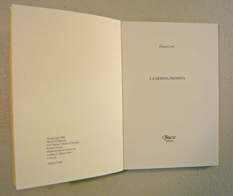 Diana Conti,LA DONNA INFINITA,1988 Tracce Edizioni[poesia contemporanea,Pescara