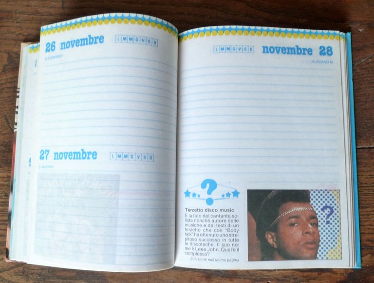 DIARIO scolastico AGENDA TUTTO MUSICA & SPETTACOLO,P.E.A.1983[VINTAGE
