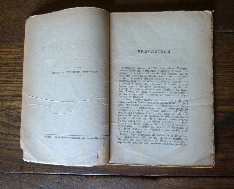Diderot,IL NIPOTE DI RAMEAU,Sonzogno BIBLIOTECA UNIVERSALE