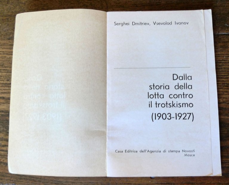 Dmitriev/Ivanov,DALLA STORIA DELLA LOTTA CONTRO IL TROTSKISMO 1903-1927,Novosti