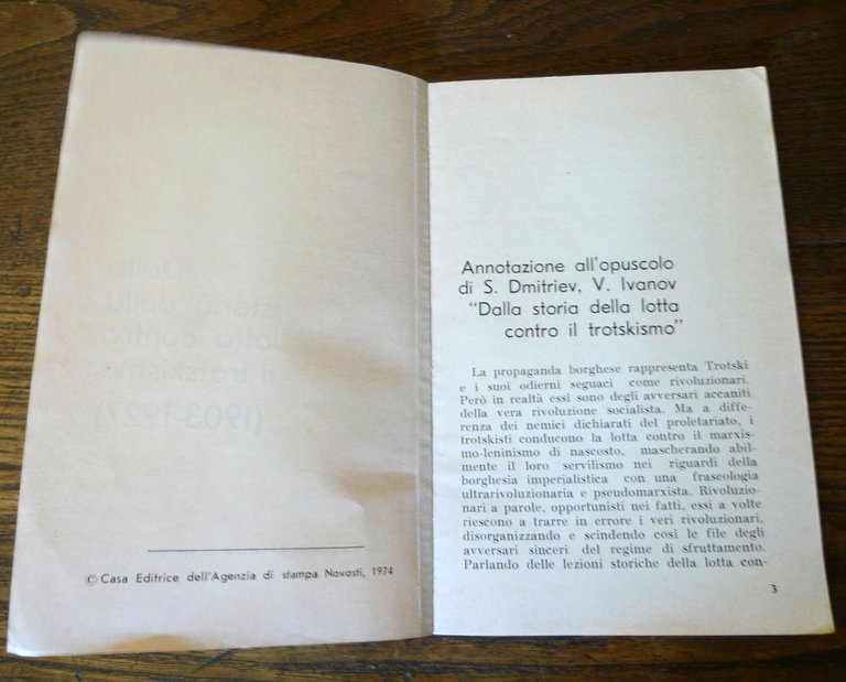 Dmitriev/Ivanov,DALLA STORIA DELLA LOTTA CONTRO IL TROTSKISMO 1903-1927,Novosti
