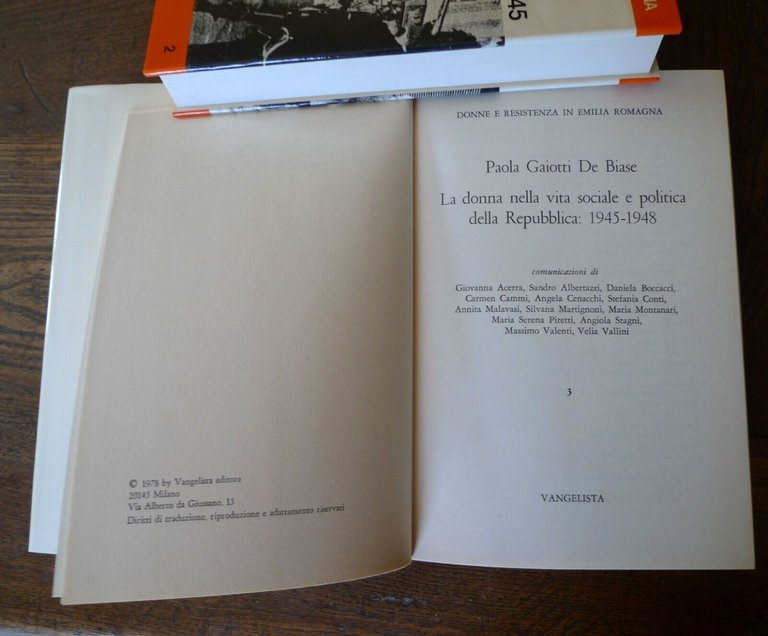 DONNE E RESISTENZA IN EMILIA ROMAGNA.Atti Convegno,1978 Vangelista[fascismo