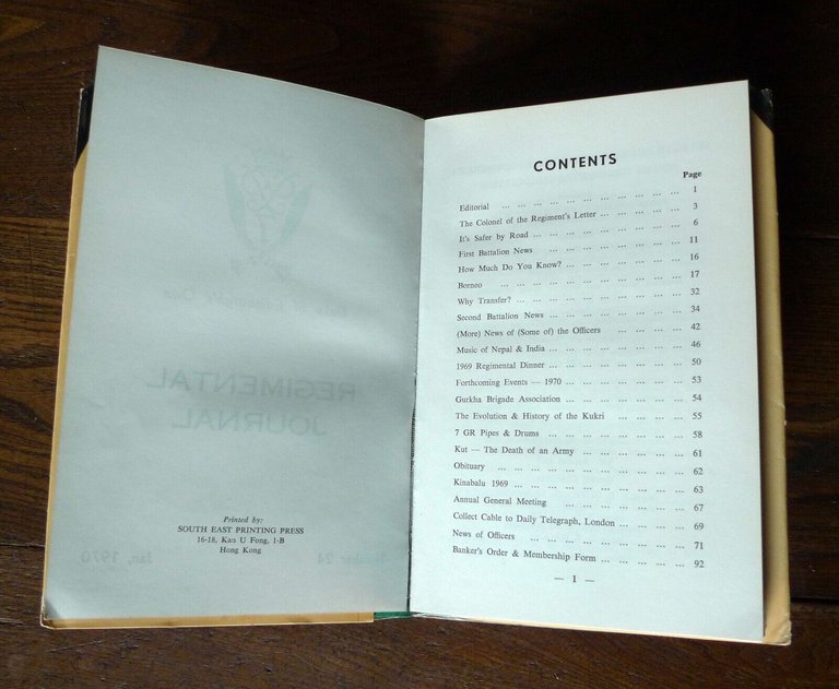 Duke of Edinburgh's Own REGIMENTAL JOURNAL n.24 1970[7th D.E.O.GURKHA RIFLES