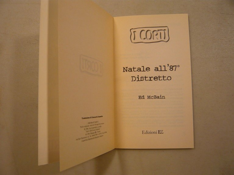 Ed McBain, NALATE ALL’87° DISTRETTO, EL edizioni, 1998