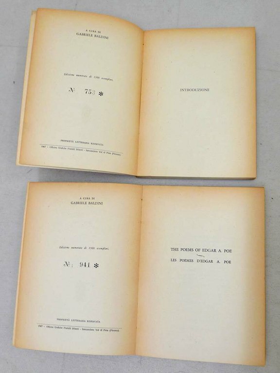 Edgar Poe,POESIE,Fussi 1947 2 voll.[versione francese di S.Mallarmé,Poesia