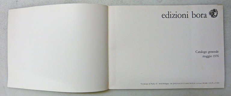 EDIZIONI BORA.CATALOGO GENERALE MAGGIO 1976,Bologna[arte,Zavattini,Mirko,Enotrio