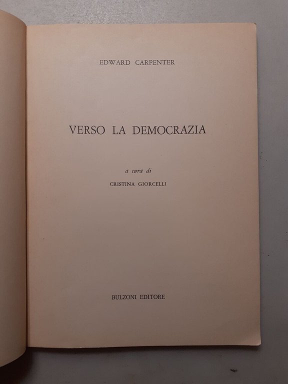 Edward Carpenter,VERSO LA DEMOCRAZIA,Bulzoni 1980[Cristina Giorcelli