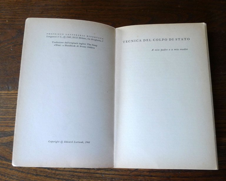 Edward Luttwak,TECNICA DEL COLPO DI STATO,1969 Longanesi I^ed