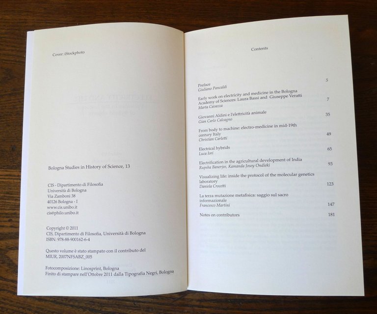 ELECTRICITY AND LIFE.Episodes in the history of hybrid objects,2011 Un.Bologna