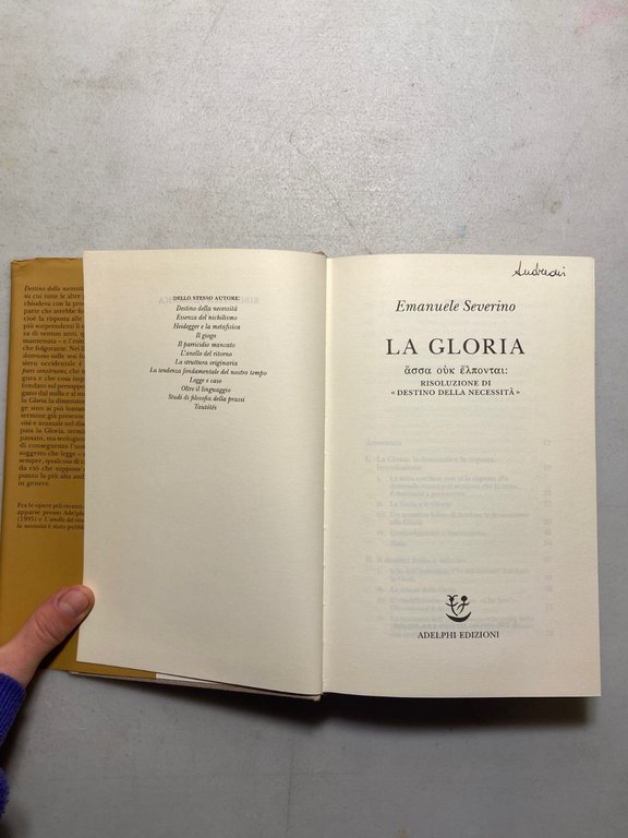 Emanuele Severino, LA GLORIA, Adelphi 2001 | Immagine Gallery 2