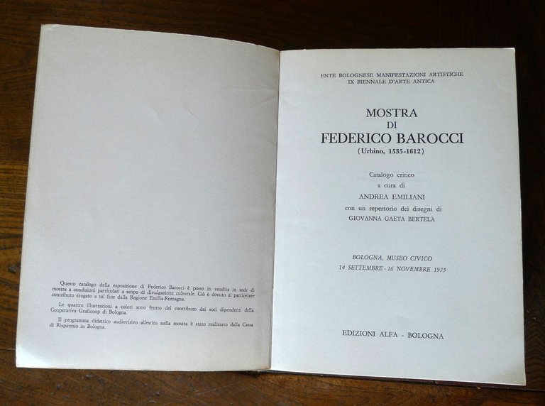 Emiliani,MOSTRA DI FEDERICO BAROCCI,Alfa 1975,Bologna[catalogo,arte antica