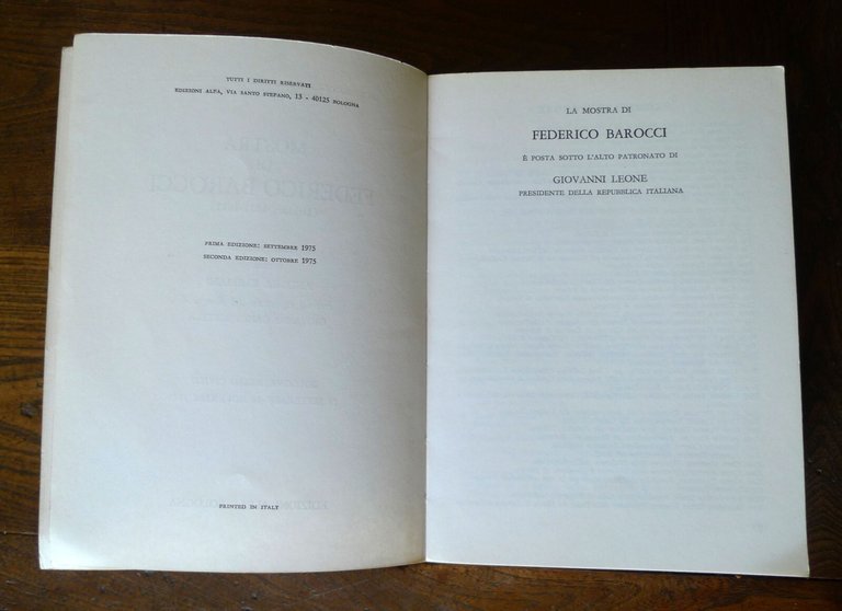 Emiliani,MOSTRA DI FEDERICO BAROCCI,Alfa 1975,Bologna[catalogo,arte antica