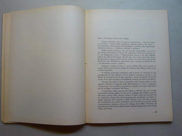 Emilio Colombo,INDIRIZZI DI POLITICA INDUSTRIALE, Roma 1959