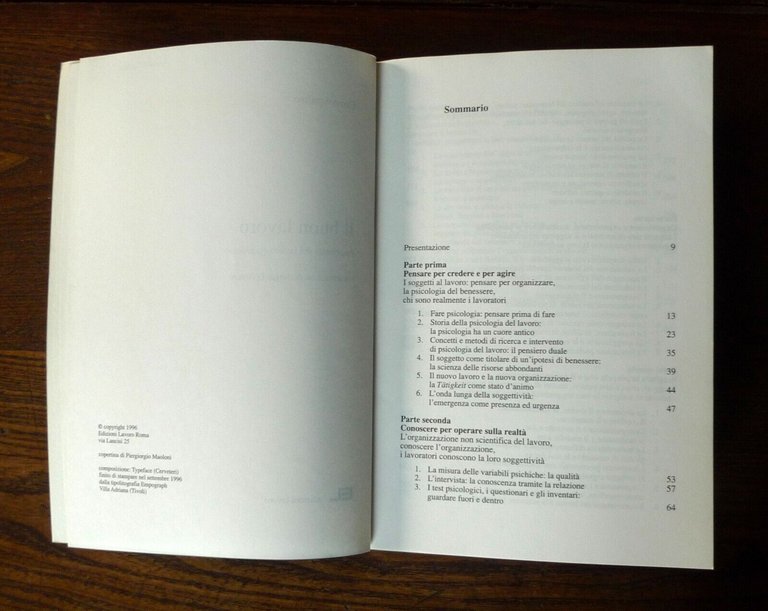 Enzo Spaltro,IL BUON LAVORO.PSICOLOGIA DEL LAVORO QUOTIDIANO,1996 EL[politica