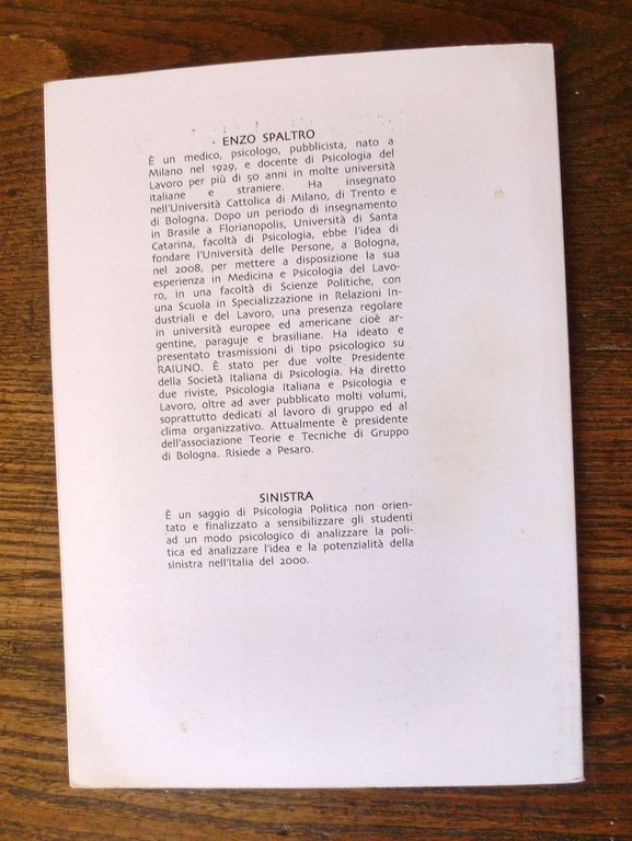 Enzo Spaltro,SINISTRA.Psicologia e Politica della Soggettività e del Bellessere