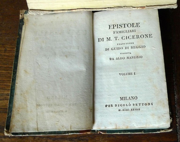 EPISTOLE FAMIGLIARI DI M.T.CICERONE,1828 Bettoni[tr.Guido di Reggio/Aldo Manuzio