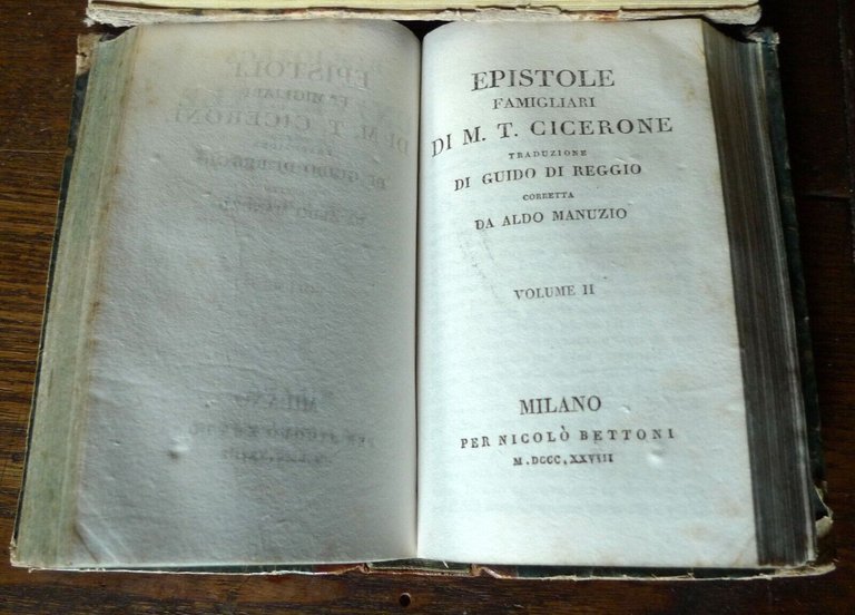 EPISTOLE FAMIGLIARI DI M.T.CICERONE,1828 Bettoni[tr.Guido di Reggio/Aldo Manuzio