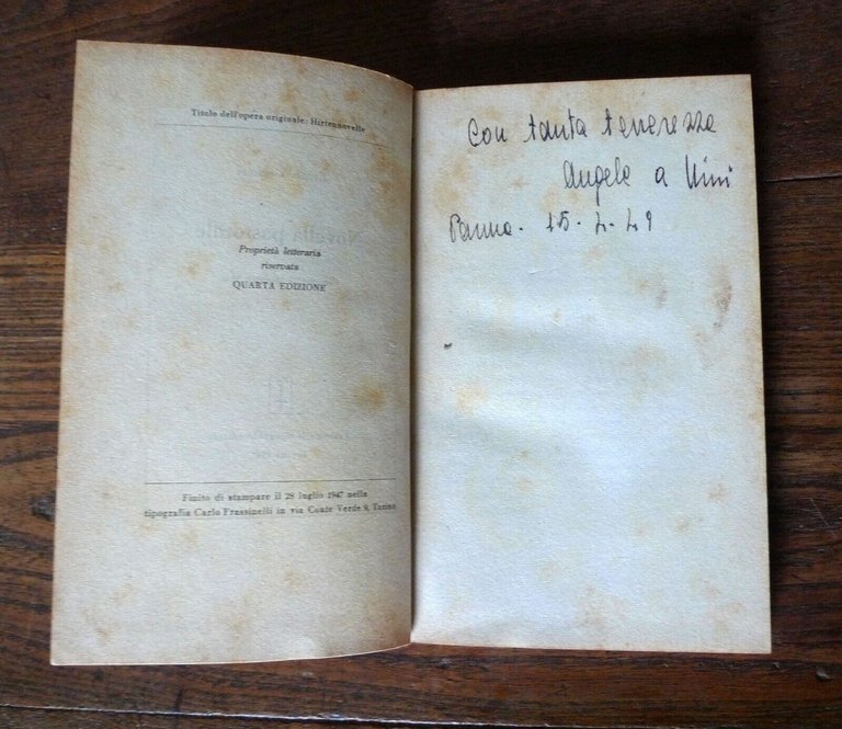 Ernst Wiechert,OGNUNO.STORIA D'UNO SENZA NOME/NOVELLA PASTORALE,1947 Frassinelli