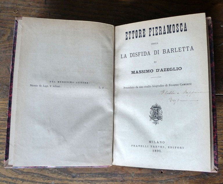 ETTORE FIERAMOSCA OSSIA LA DISFIDA DI BARLETTA DI MASSIMO D'AZEGLIO,1890 …