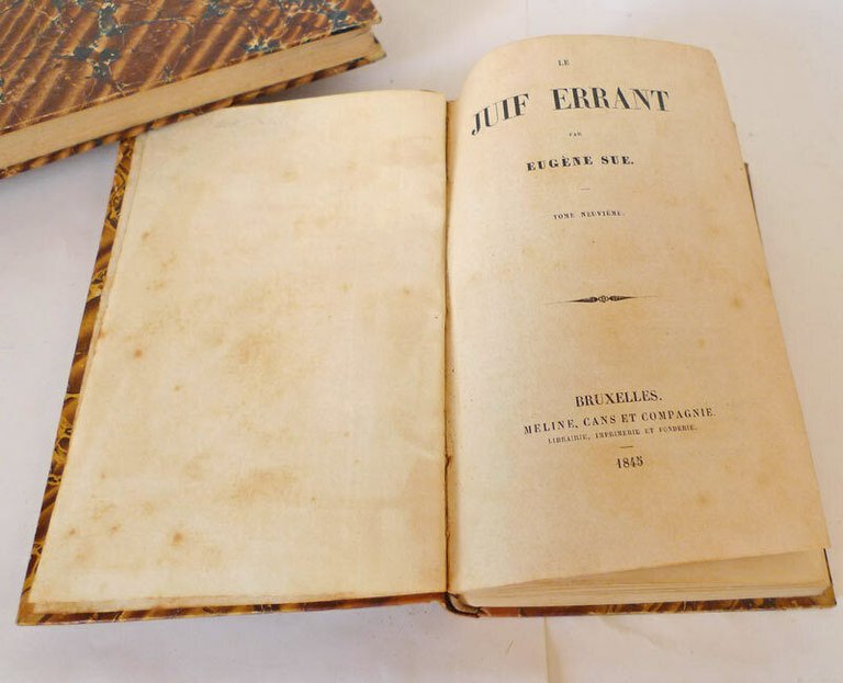 Eugène Sue,LE JUIF ERRANT,tome IX-X,1845 Meline,Bruxelles[L'ebreo errante