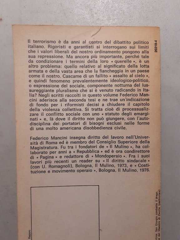Federico Mancini,TERRORISTI E RIFORMISTI,Il Mulino 1981