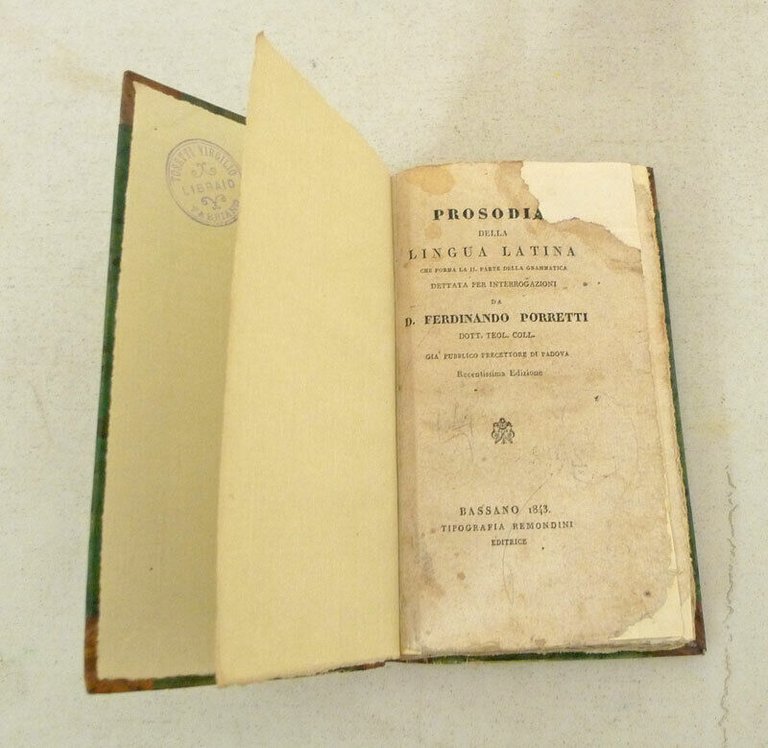 Ferdinando Porretti,PROSODIA DELLA LINGUA LATINA,1843 Remondini[filologia