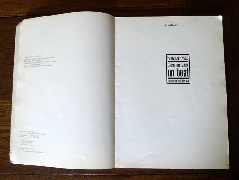 Fernanda Pivano,C'ERA UNA VOLTA UN BEAT,1988 Arcana[Ginsberg,Kerouac,Burroughs
