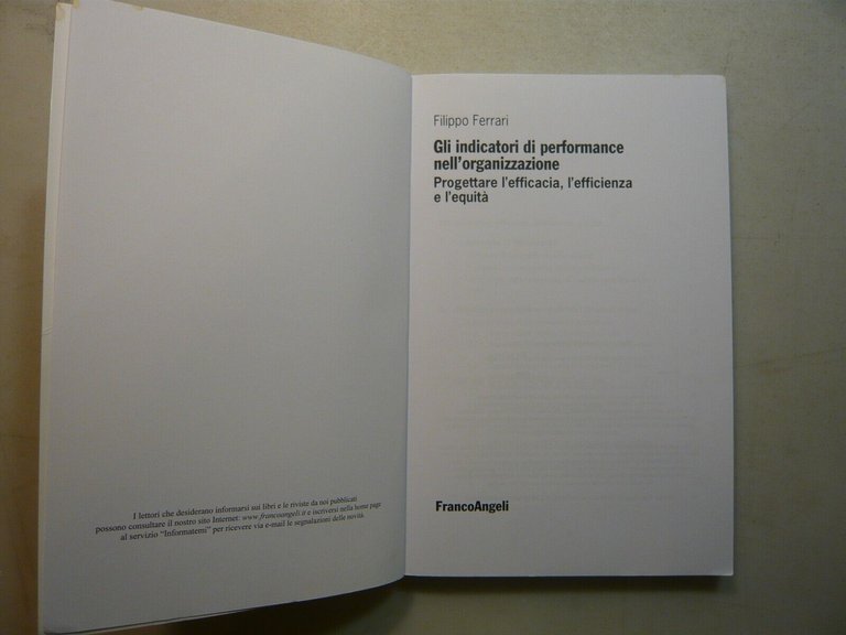 Ferrari,GLI INDICATORI DI PERFORMANCE NELL’ORGANIZZAZIONE,Franco Angeli 2013