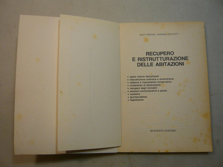 Ferrari,Nicoletti,RECUPERO E RISTRUTTURAZIONE DELLE ABITAZIONI,Buffetti 1989