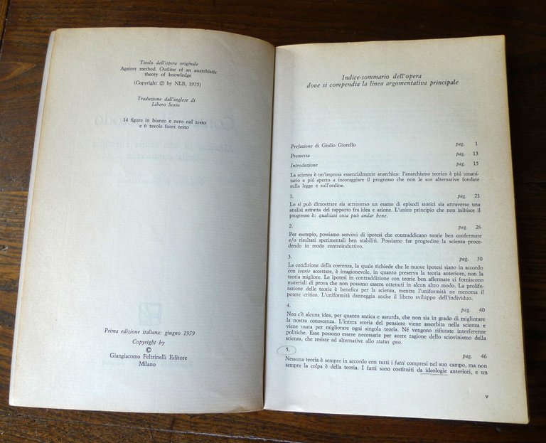 Feyerabend,CONTRO IL METODO,1979 Feltrinelli I^ed.[teoria anarchica conoscenza