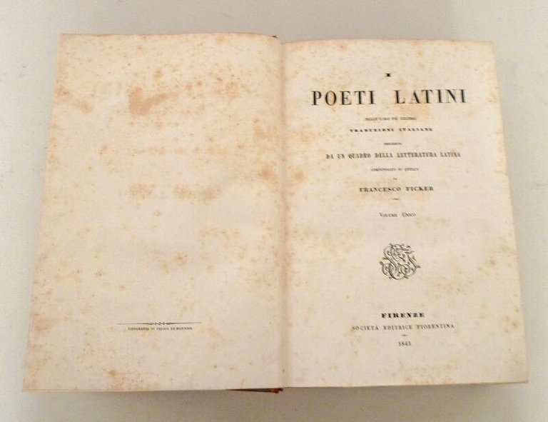Ficker,POETI LATINI nelle loro più celebri traduzioni italiane,1843 Fiorentina