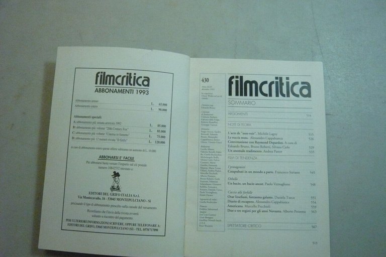 FILMCRITICA n.430,1992[Depardon, Othello