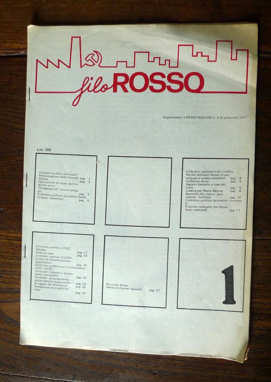 FILO ROSSO n.1.Suppl.PRIMO MAGGIO n.8 1977[Autonomia Operaia,carceri speciali