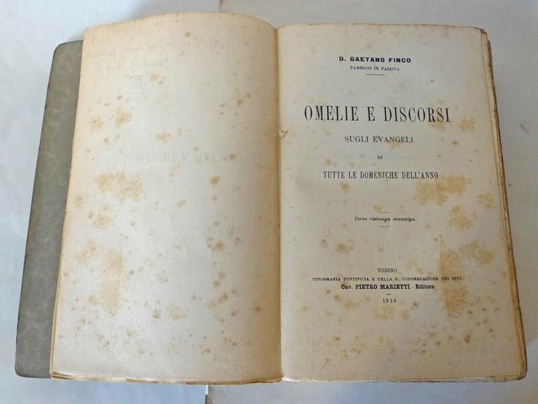 Finco,OMELIE E DISCORSI SUGLI EVANGELI,1918 Marietti[religione,Vangeli,Padova