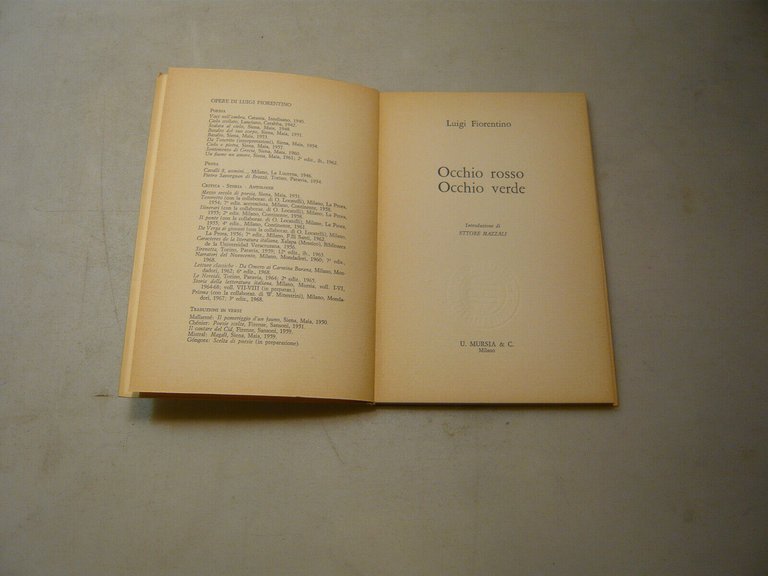 Fiorentino,OCCHIO ROSSO OCCHIO VERDE,Mursia,1969