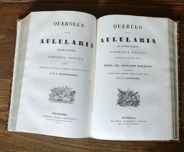 FLACCO,L'ARGONAUTICA/QUERULO OSSIA AULULARIA/GETA,MEDEA,1851 Antonelli[ITA/LAT