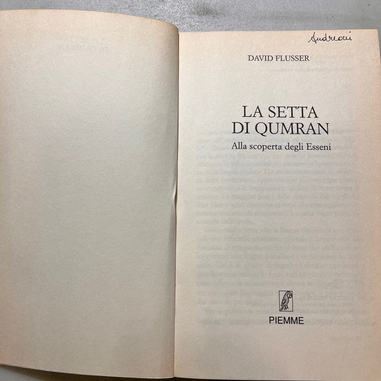Flusser,LA SETTA DI QUMRAN.Alla scoperta degli Essen,Piemme 1998