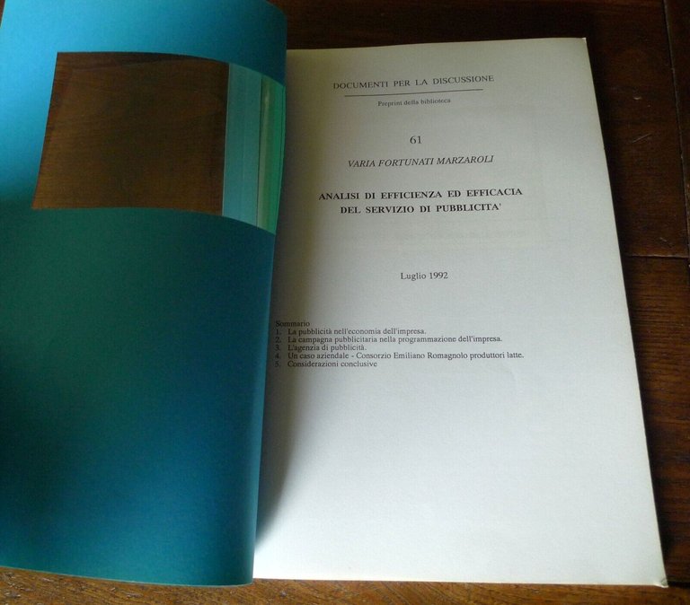 Fortunati Marzaroli,ANALISI DI EFFICIENZA DEL SERVIZIO DI PUBBLICITÀ[ECONOMIA