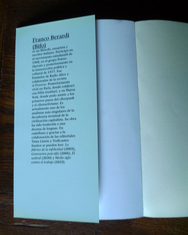 Franco Berardi(Bifo),ÚLTIMOS FULGORES DE LA MODERNIDAD,2024 TDS[POTERE OPERAIO