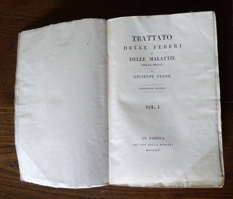 FRANK,TRATTATO DELLE FEBBRI E DELLE MALATTIE DELLA PELLE,1824 Minerva[MEDICINA