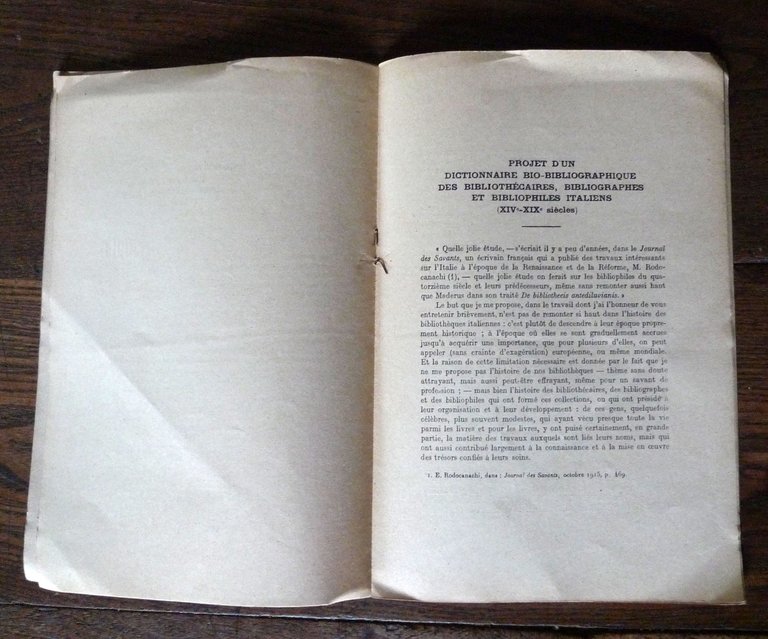 Frati,PROJET D'UN DICTIONNAIRE BIO-BIBLIOGRAPHIQUE DES BIBLIOTHÉCAIRES,1925