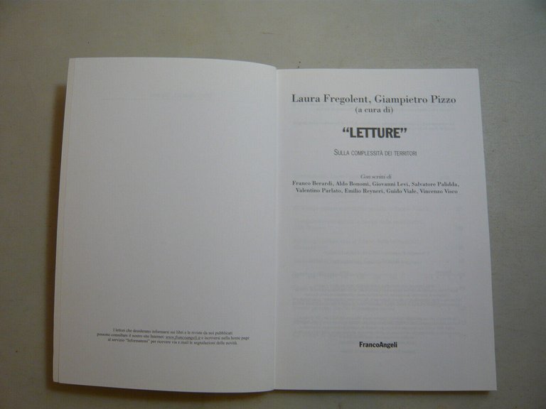 Fregolent-Pizzo,LETTURE SULLA COMPLESSITA DEI TERRITORI,Milano,2011[sociologia